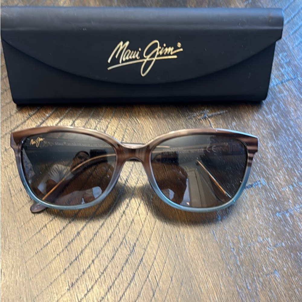 Maui Jim Sunglasses with Brown Frame and Blue Accents